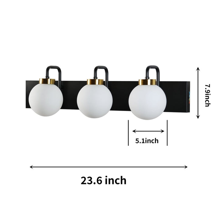 ExBrite 24 Inch 3-Light LED Vanity Light Dimmable Tri-Color Black Gold Finish Image 5