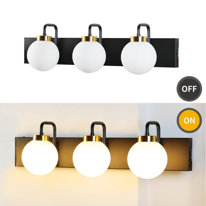 ExBrite 24 Inch 3-Light LED Vanity Light Dimmable Tri-Color Black Gold Finish Image 6