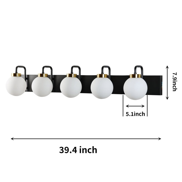 ExBrite 40" 5-Light LED Vanity Light Dimmable Tri-Color Temperature Black Gold Image 5