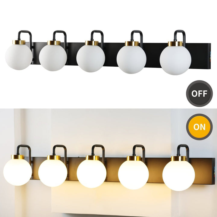 ExBrite 40" 5-Light LED Vanity Light Dimmable Tri-Color Temperature Black Gold Image 6