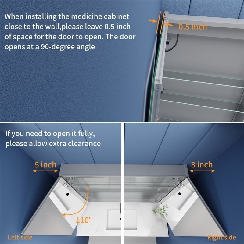 Boost-M1 Light Medicine Cabinet 28W x 30H Recessed Surface Mount Aluminum Mirror Adjusted Shelves Image 9