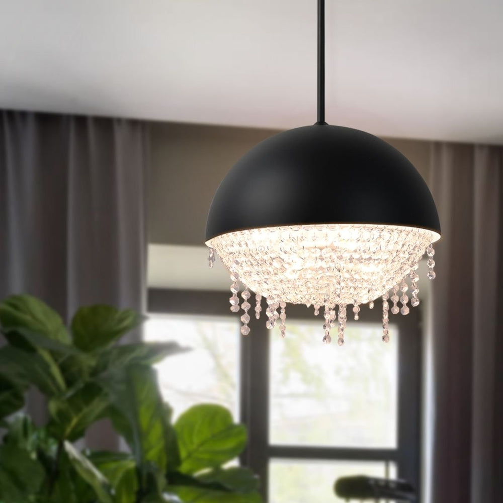 ES-DIY Modern Crystal Pendant Light Fixture Finish,Lighting Crystal Chandelier for Living Room,LED Kitchen Image 2