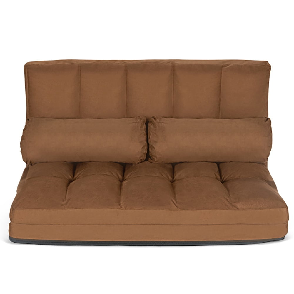 Hommoo Floor Chair, Sofa Chair, Floor Seat,6-Position Foldable Floor Sofa Bed with Detachable Cloth Cover-Brown Image 1