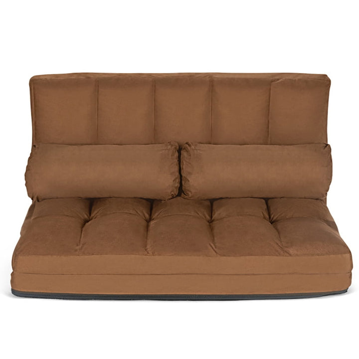 Hommoo Floor Chair, Sofa Chair, Floor Seat,6-Position Foldable Floor Sofa Bed with Detachable Cloth Cover-Brown Image 1