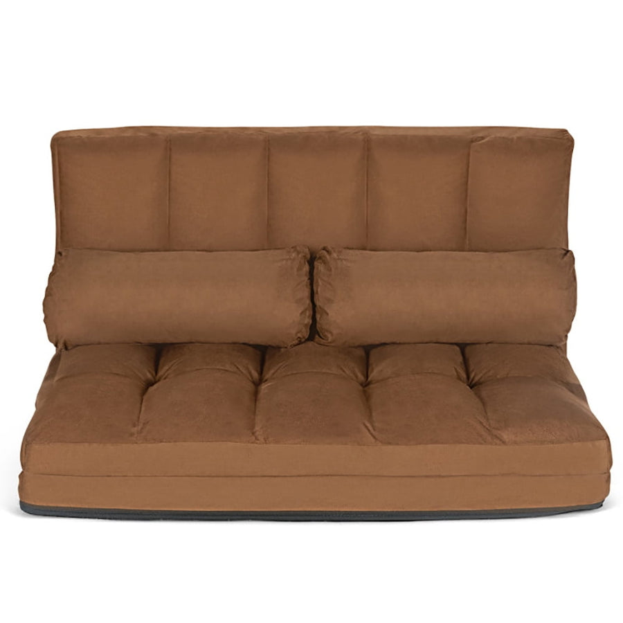 Hommoo Floor Chair, Sofa Chair, Floor Seat,6-Position Foldable Floor Sofa Bed with Detachable Cloth Cover-Brown Image 1