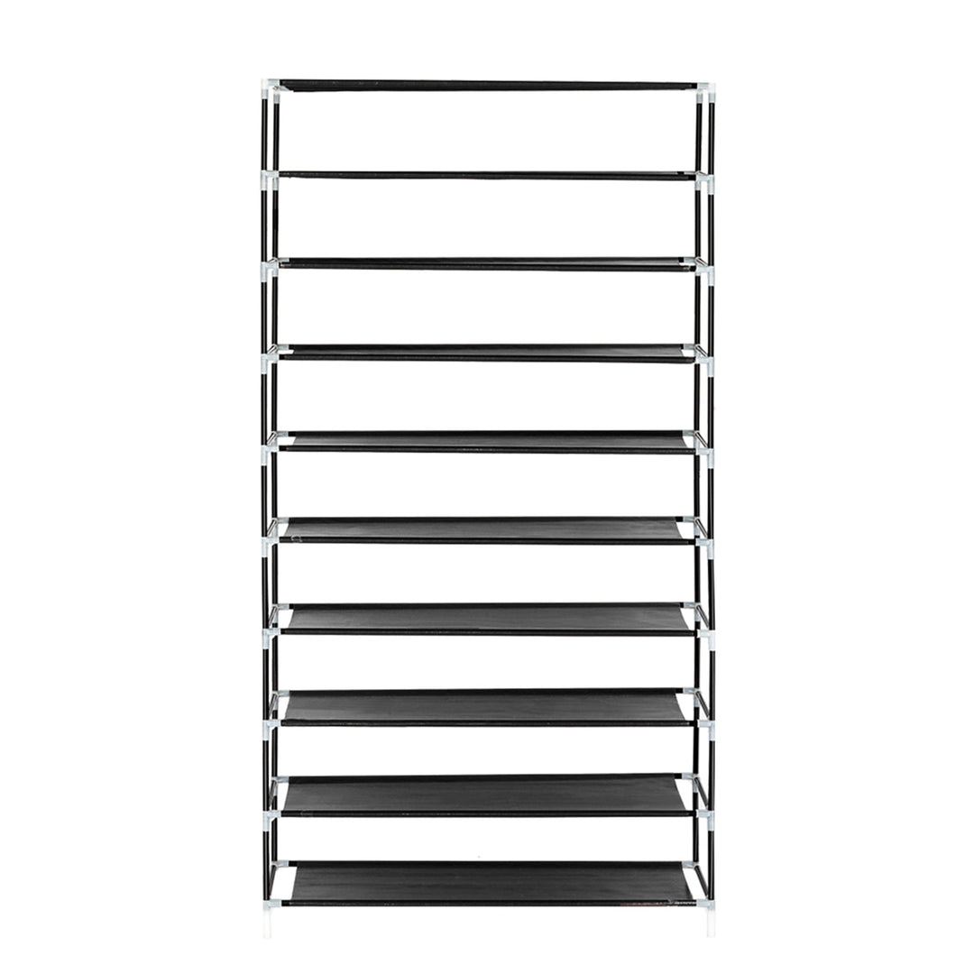 Hommoo 10 Tiers Non-Woven Fabric Cover Wardrobe, 63 Inch Portable Cloth Stroage Shelf - Black Image 5