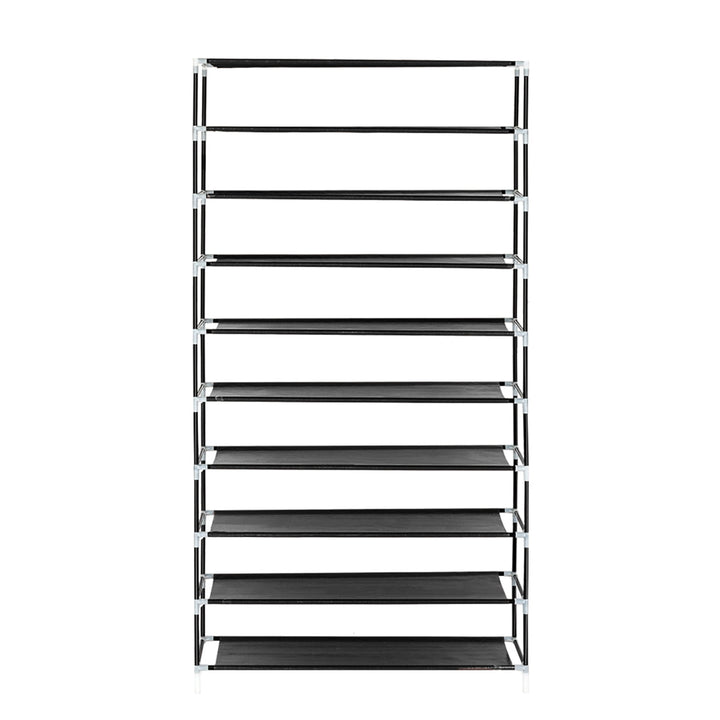 Hommoo 10 Tiers Non-Woven Fabric Cover Wardrobe, 63 Inch Portable Cloth Stroage Shelf - Black Image 5