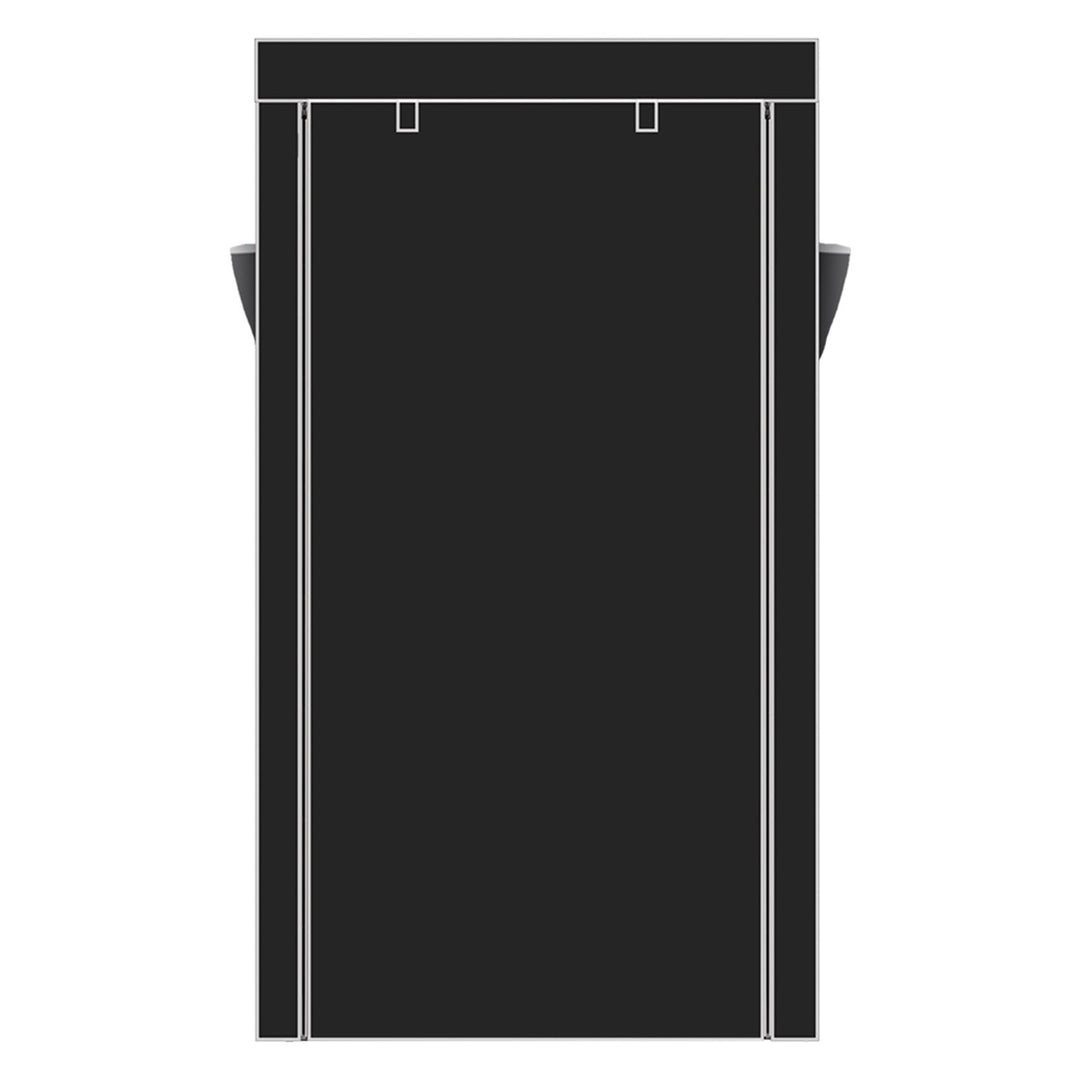 Hommoo 10 Tiers Non-Woven Fabric Cover Wardrobe, 63 Inch Portable Cloth Stroage Shelf - Black Image 6