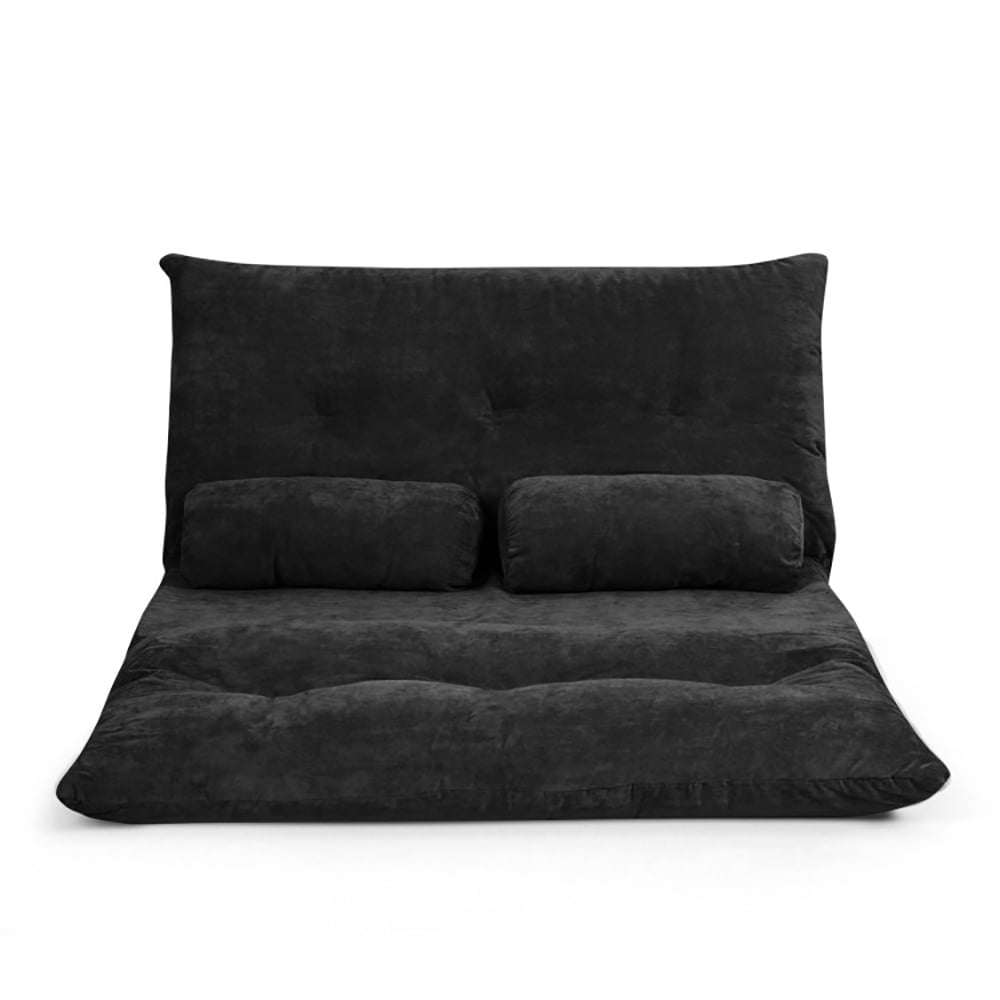 Hommoo Lounge Sofa, Modern Couch, 6-Position Adjustable Sleeper Lounge Couch with 2 Pillows-Black Image 1