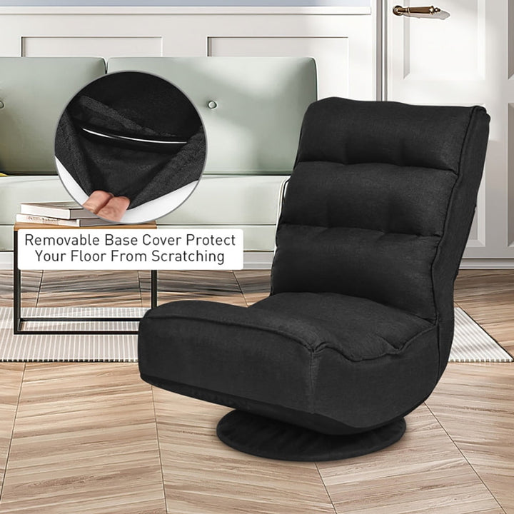 Hommoo Floor Chair, Sofa Chair, Floor Seat,5-Position Folding Floor Gaming Chair-Black Image 3