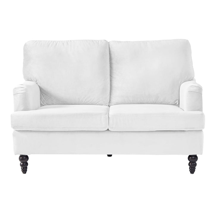 Hommoo 2 Seater Sofa Velvet Couches, Chesterfield Sofa Loveseat Couch Chair for Living Room, Office (White) Image 1