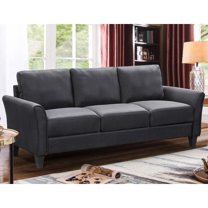 Hommoo Upholstered Accent Arm Sofa, 3 Seater Sofa Linen Fabric Couch Image 5