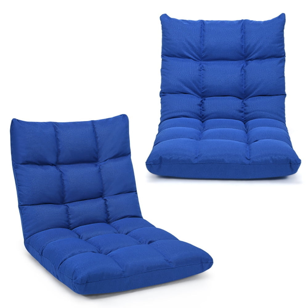 Hommoo Floor Chair, Sofa Chair, Floor Seat,14-Position Adjustable Folding Lazy Gaming Sofa-Blue Image 1