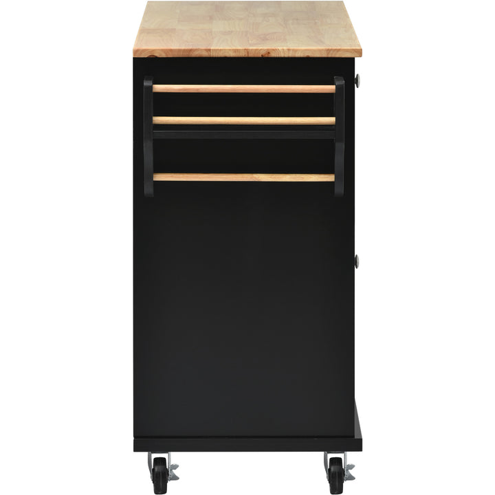 Hommoo Mobile Kitchen Island with Storage, Portable Kitchen Cart Island Table for Kitchen, Black Image 7