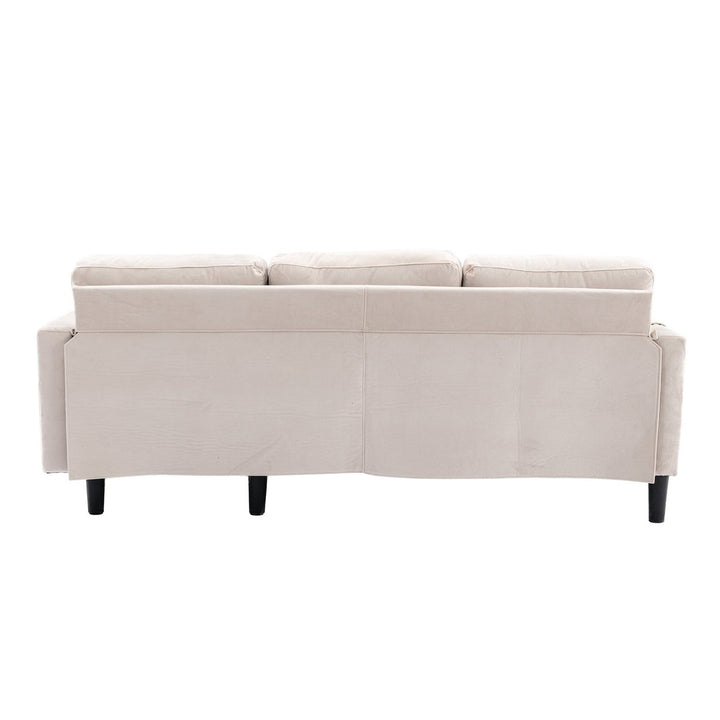 Hommoo L Shaped 4-Seat Sleeper Sectional Sofa Couch Pull-Out Bed and Storage Chaise Lounge, Fabric-Beige Image 5