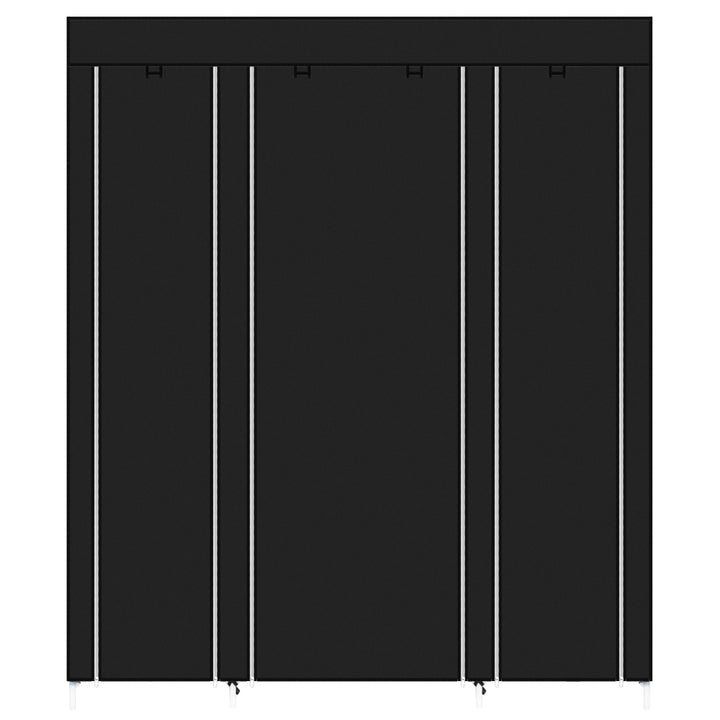 Hommoo 69" Portable Closet Organizer Wardrobe Clothes Rack with Shelve - Black Image 3