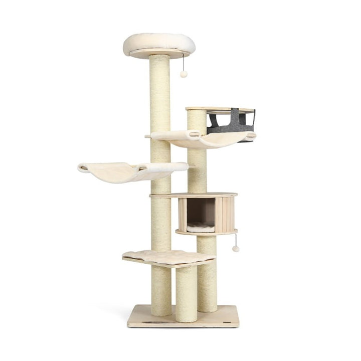 Hommoo Cat Tower, Cat Tree for Indoor Cats, 77.5-Inch Cat Tree Condo Multi-Level Kitten Activity Tower with Sisal Image 6