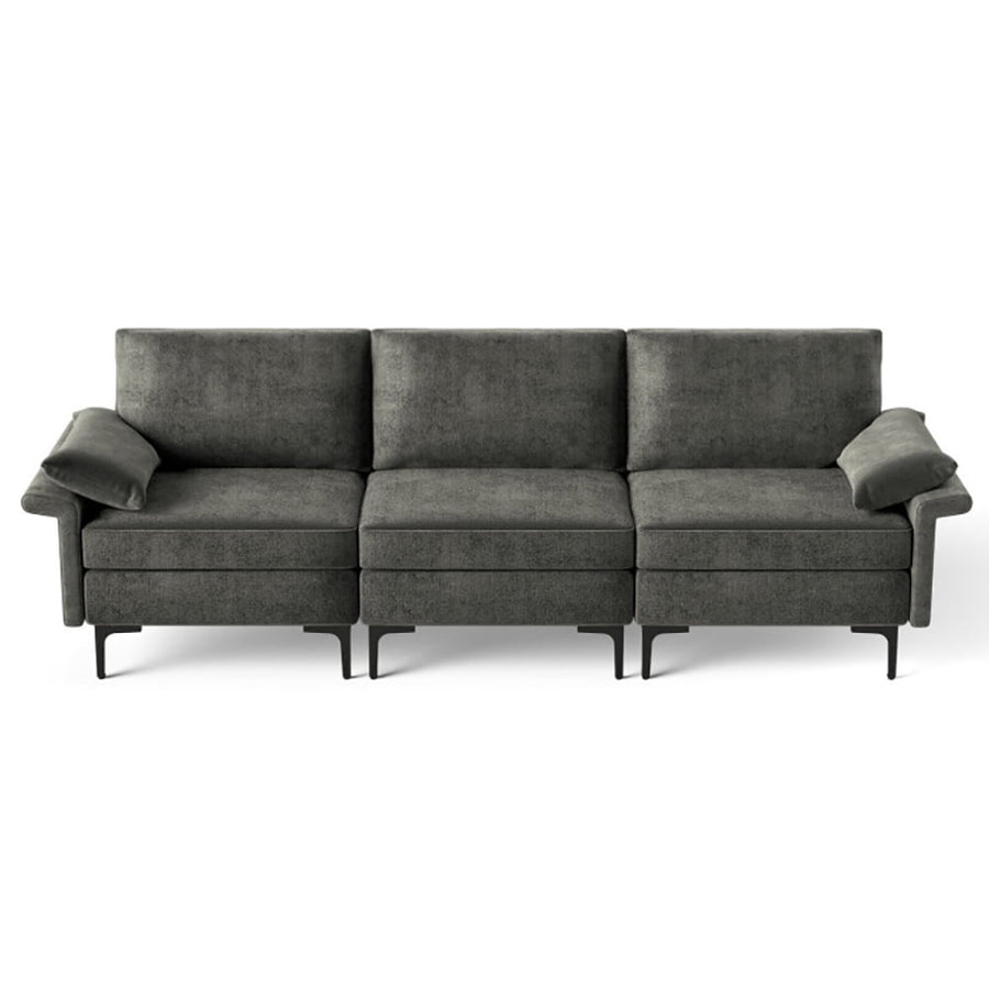 Hommoo Large 3-Seat Sofa Sectional with Metal Legs for 3-4 people-Gray, Sectional Sofa Couch Living Room Sleeper Set Image 1