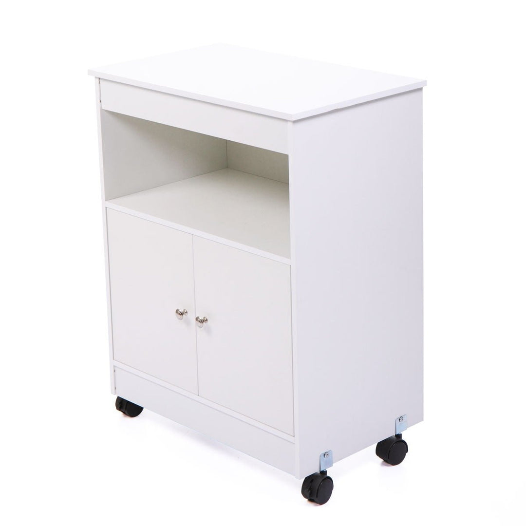 Hommoo Kitchen Storage Cart, Compact Size, 2 Doors, White MDF, 24"L x 28.4"H Image 4