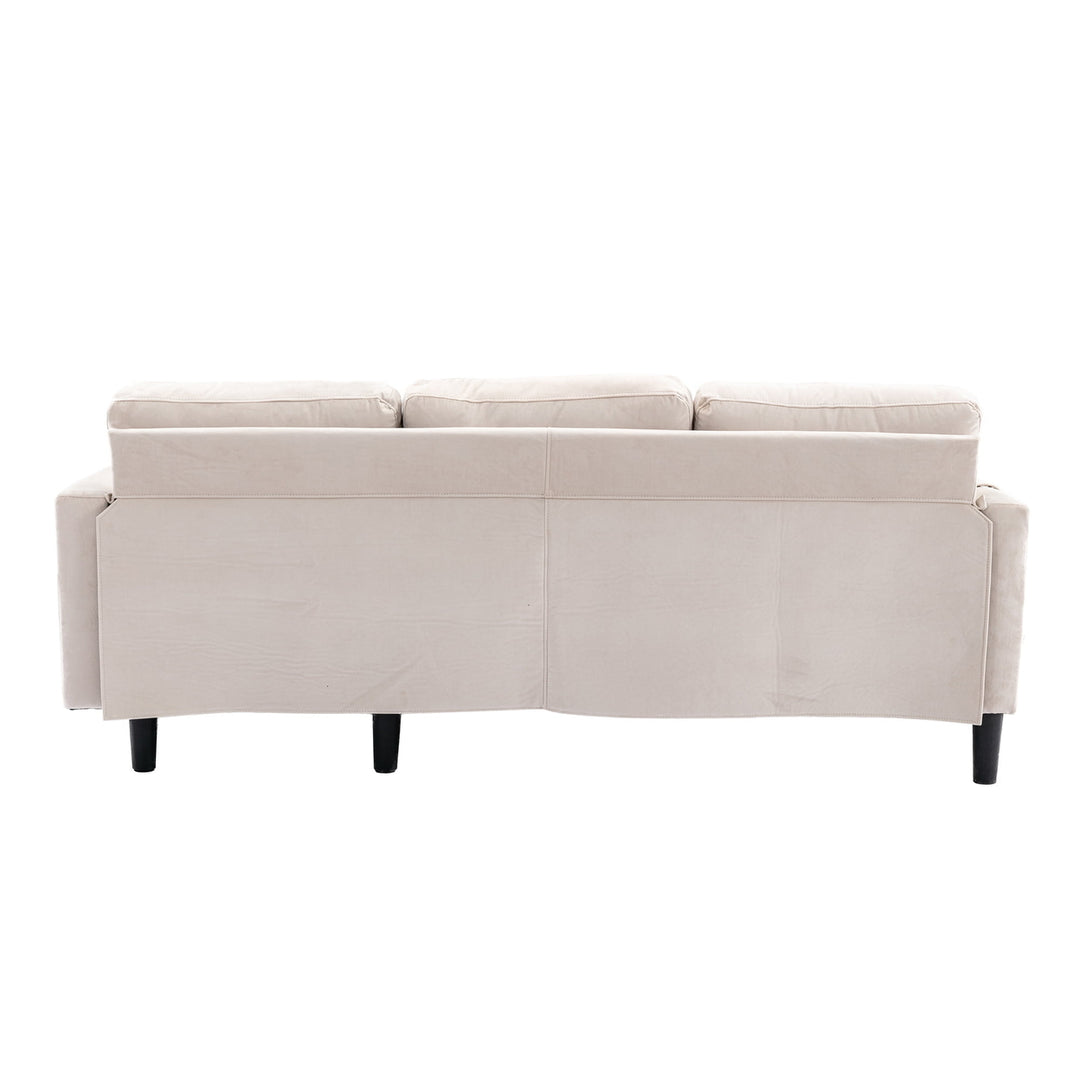 Hommoo L Shaped Sleeper Sectional Sofa with Storage Chaise, Couch Convertible fabricll-Out Bed, Beige Image 4