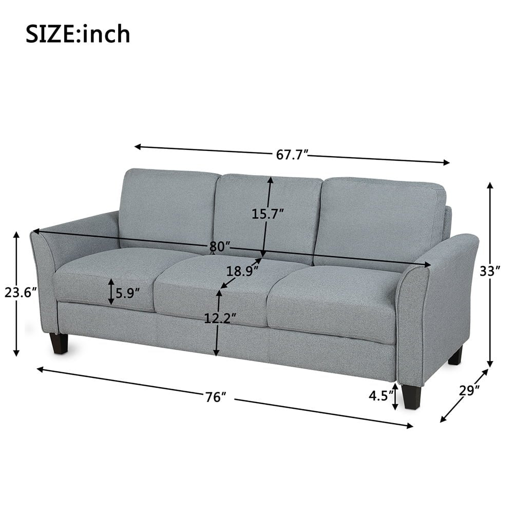 Hommoo Modern 3-Seat Sofa Apartment Sofas Couch for Living Room Image 7