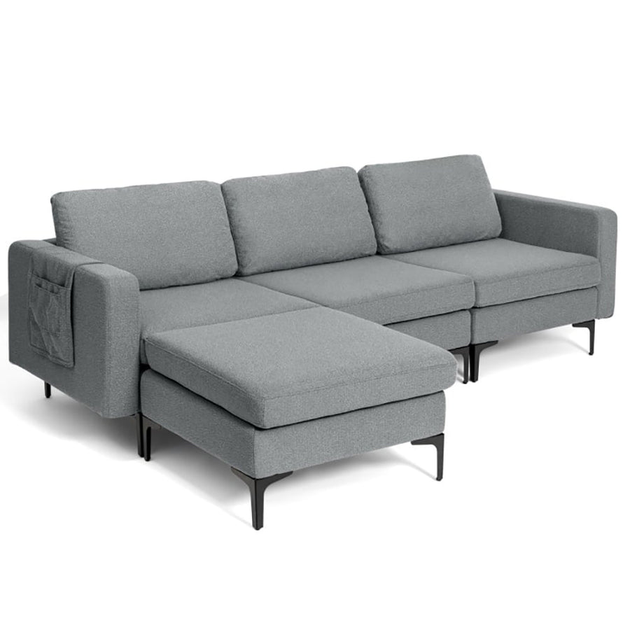 Hommoo Modular L-shaped Sectional Sofa with Reversible Chaise and 2 USB Ports-Dark Gray Image 1