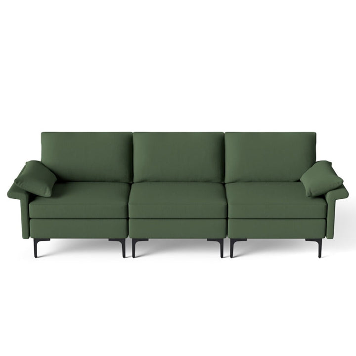 Hommoo Large 3-Seat Sofa Sectional with Metal Legs for 3-4 people-Army Green, Sectional Sofa Couch Living Room Sleeper Image 1