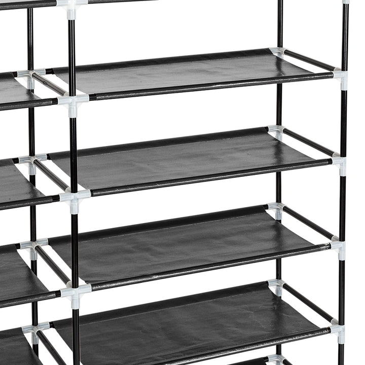 Hommoo 44" Portable Closet Storage Organizer, Wardrobe Clothes Rack with Shelves, Black Image 2