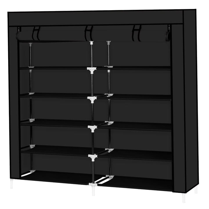 Hommoo 44" Portable Closet Storage Organizer, Wardrobe Clothes Rack with Shelves, Black Image 4