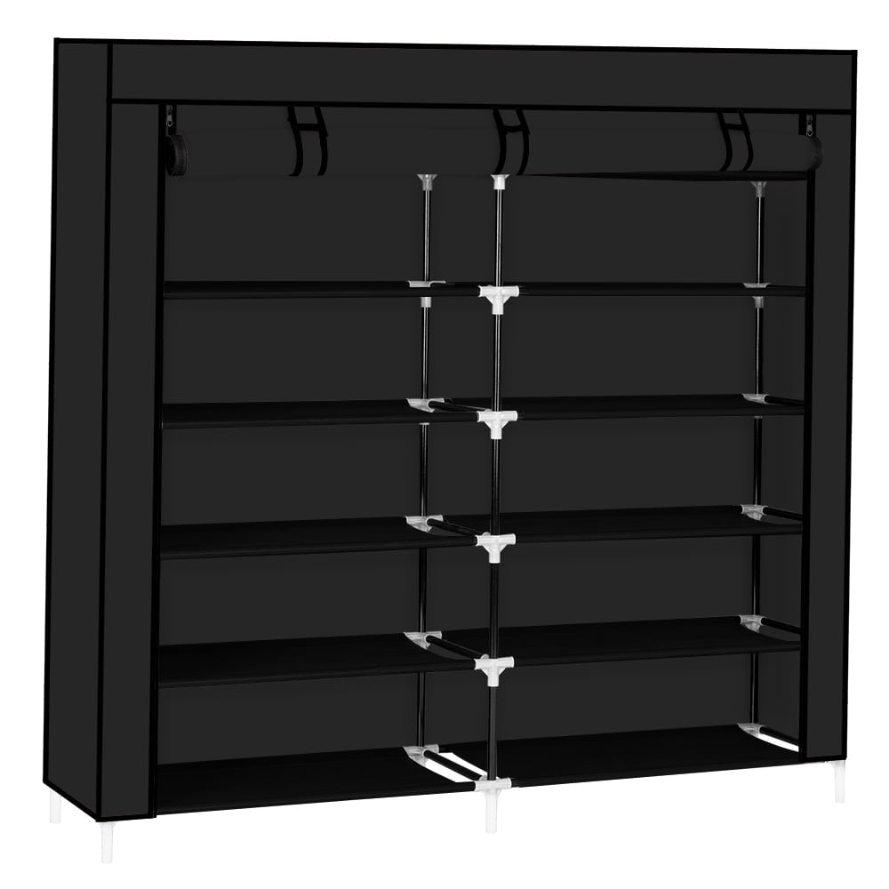 Hommoo 44" Portable Closet Storage Organizer, Wardrobe Clothes Rack with Shelves, Black Image 5