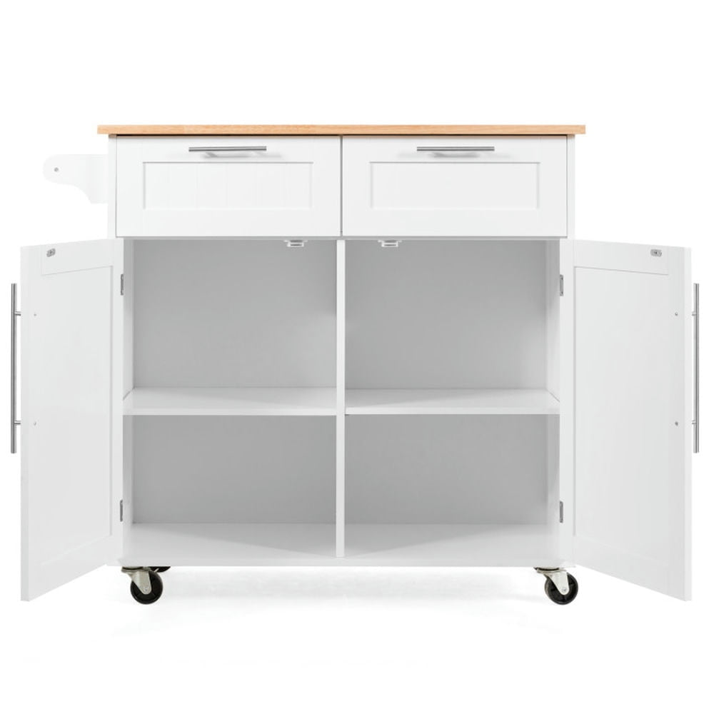 Hommoo Heavy Duty Rolling Kitchen Cart with Tower Holder and Drawer-White, Kitchen Island, Island Table for Image 4