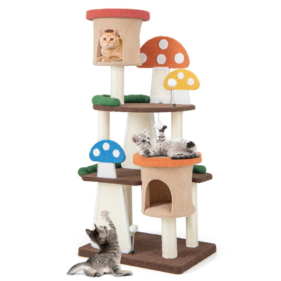 Hommoo Cat Tower, Cat Tree for Indoor Cats, 4-In-1 Cat Tree with 2 Condos and Platforms for Indoors-Multicolor Image 1