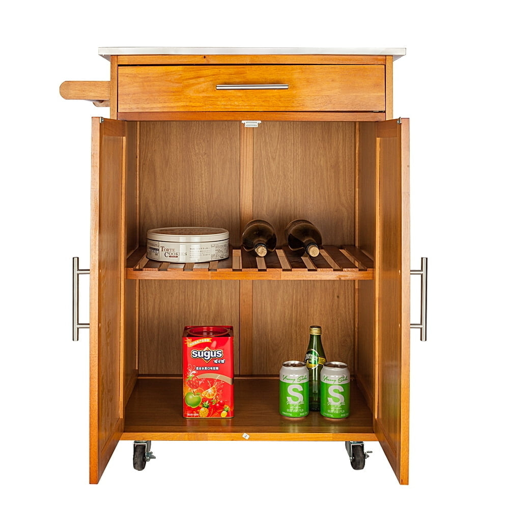 Hommoo Rolling Kitchen Cart with Storage, Kitchen Island Trolley Cart with Drawer and Cabinet and Towel Rack - Sapele Image 1