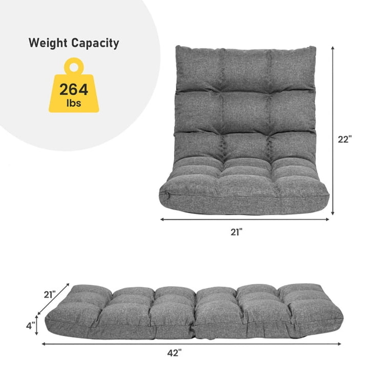 Hommoo Floor Chair, Sofa Chair, Floor Seat,14-Position Adjustable Folding Lazy Gaming Sofa-Gray Image 3