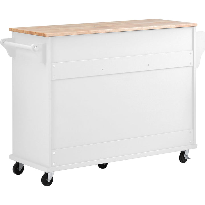 Hommoo Mobile Kitchen Island with Storage, Portable Kitchen Cart Island Table for Kitchen, White Image 2