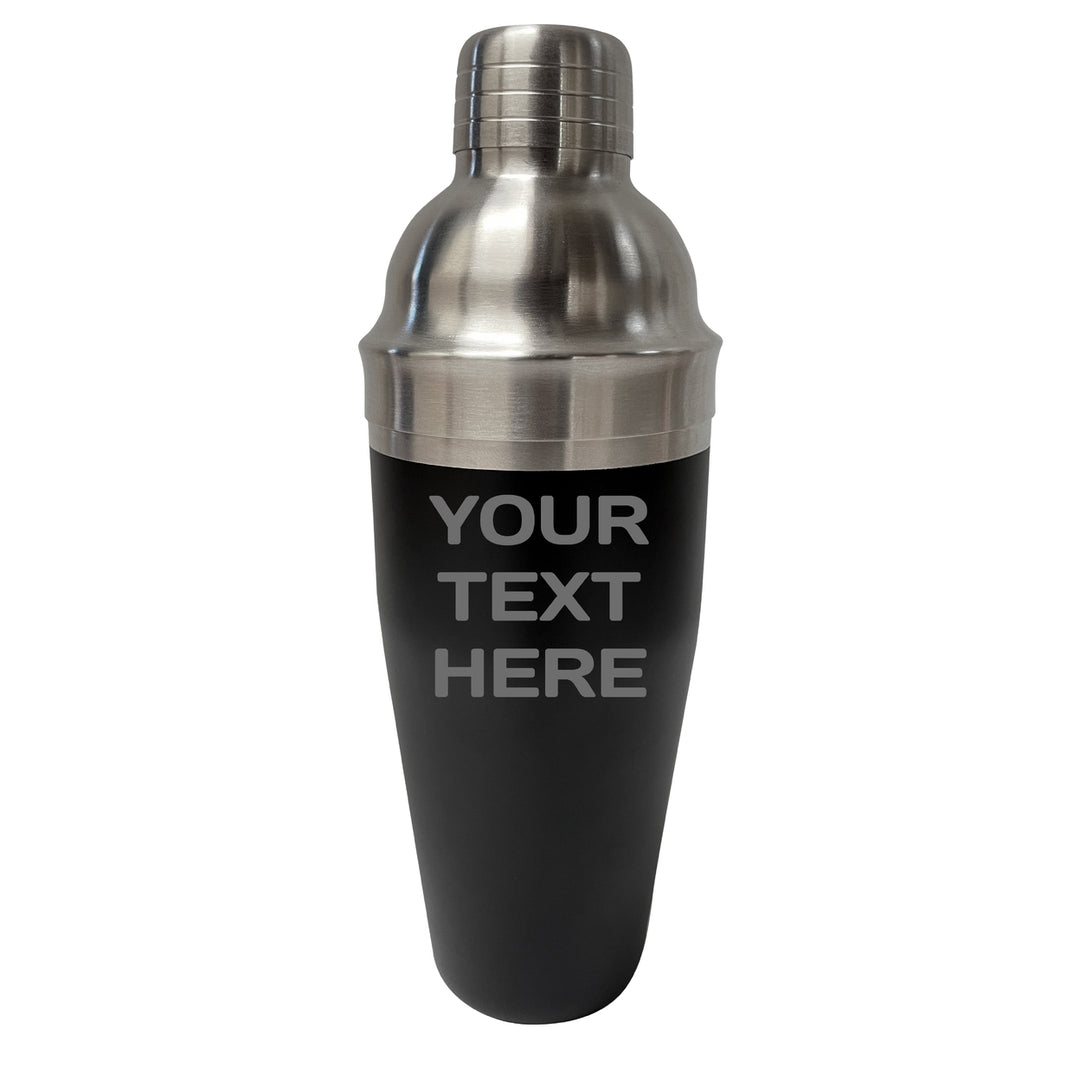 Custom 24 oz Stainless Steel Black Matte Cocktail Shaker Personalized With Custom Text Image 1