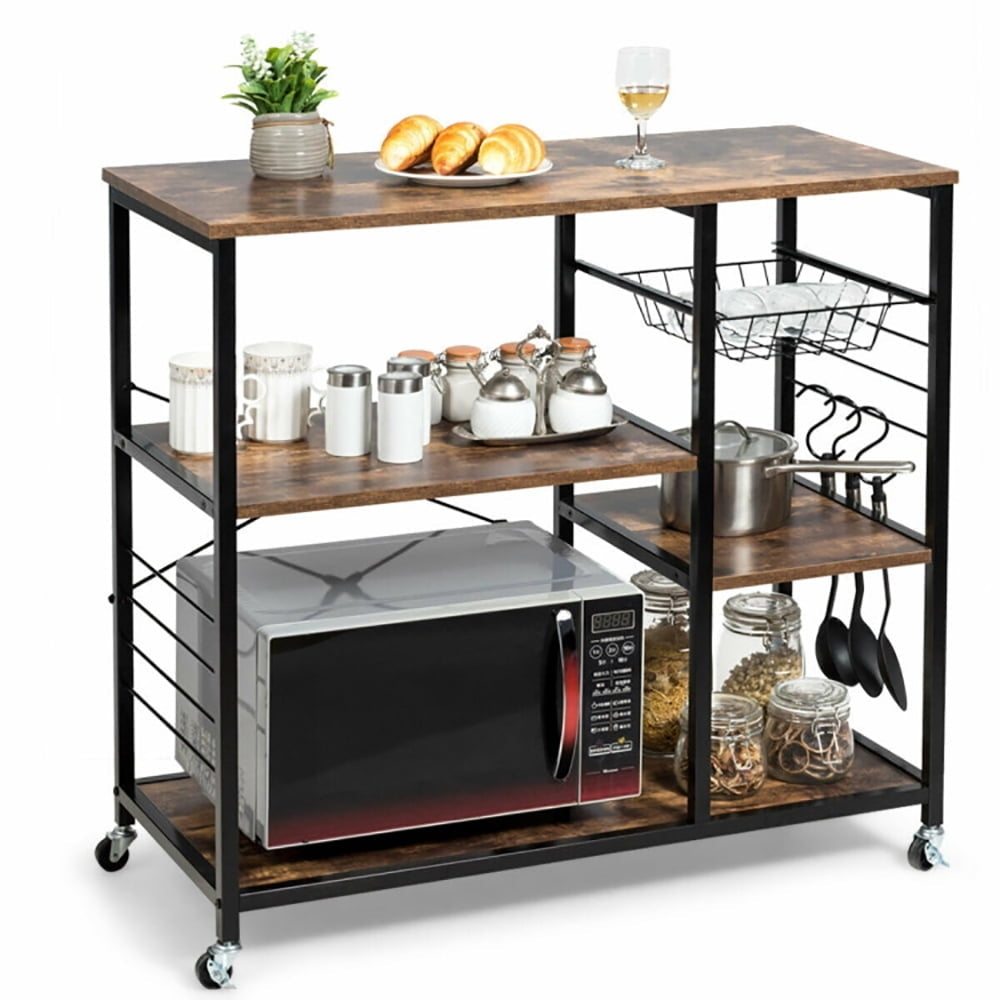 Hommoo Rolling Industrial Kitchen Baker s Storage Shelf, Storage Rack Microwave Oven Stand for Spices, Pots, and Pans Image 6