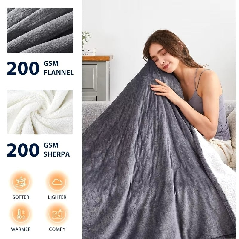 Electric Heated Blanket Throw 50"x60" - 10 Heat Levels, Auto-Off Timer (1-8 Hours), Overheat Protection Image 2