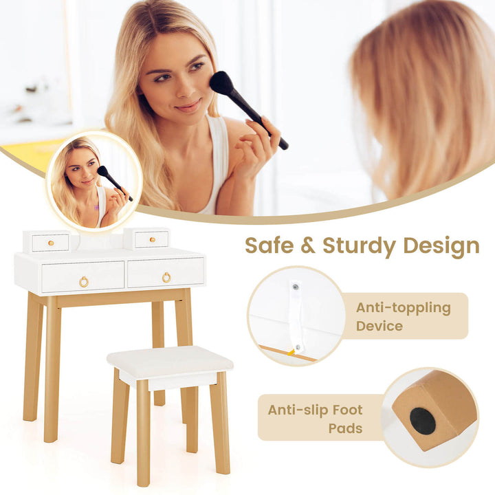 Makeup Vanity Table 3 Color Lighting Modes Jewelry Dressing Image 8