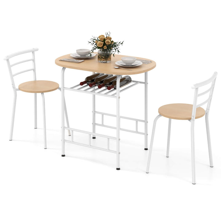 3 Piece Dining Set Table 2 Chairs Home Kitchen Breakfast Furniture Image 1