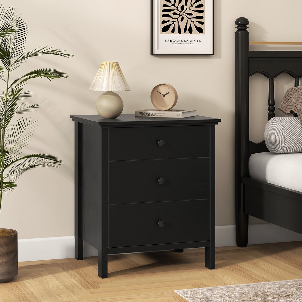 Nightstand w/ 3 Drawer for Bedroom Compact Storage Chest Modern Sofa Side Image 2