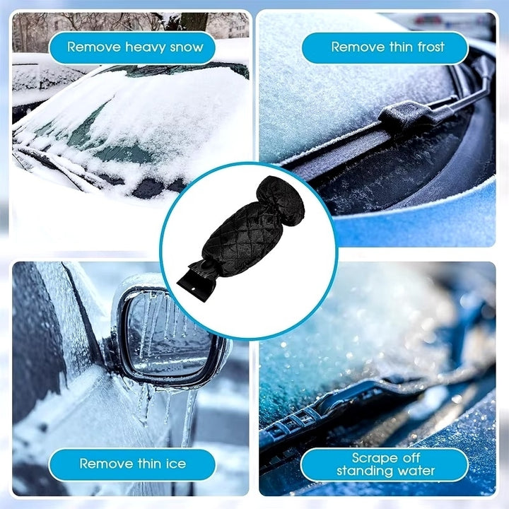 Car Windshield Ice Scraper Mitt Waterproof Snow Shovel Brush With Warm Gloves Image 8