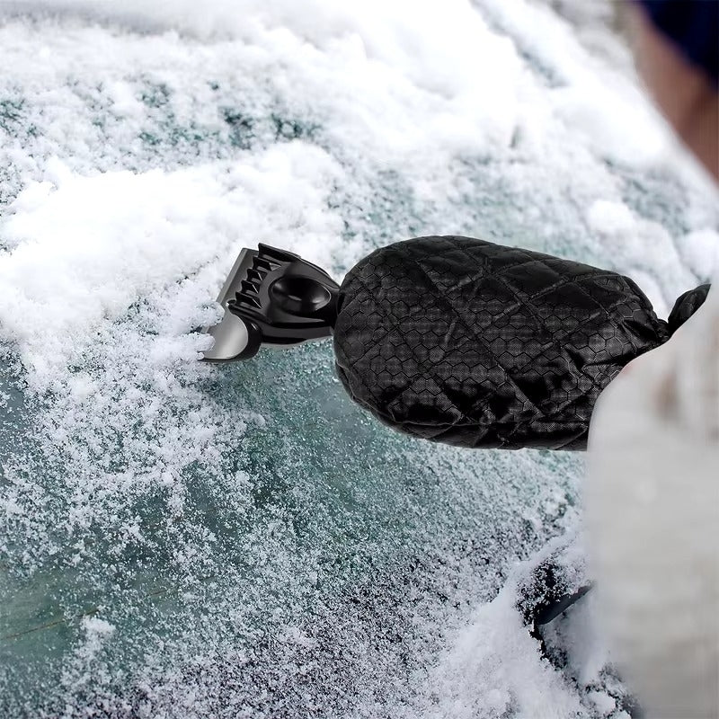 Car Windshield Ice Scraper Mitt Waterproof Snow Shovel Brush With Warm Gloves Image 10