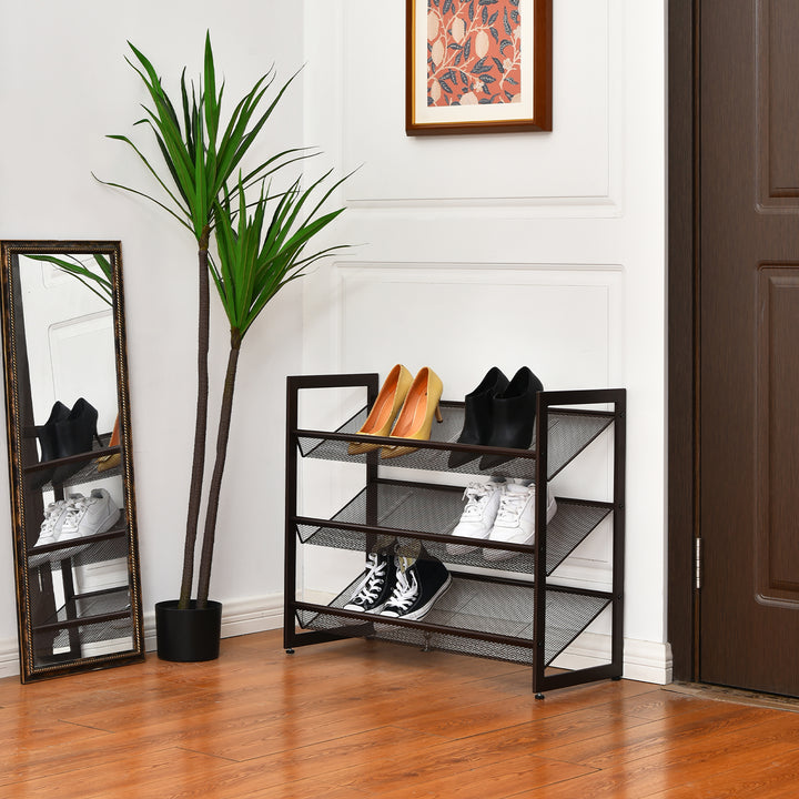 Costway 2-Tier\3-Tier\4-Tier Shoe Rack Adjustable to Flat or Slant Shoe Organizer Holder Stand Image 5