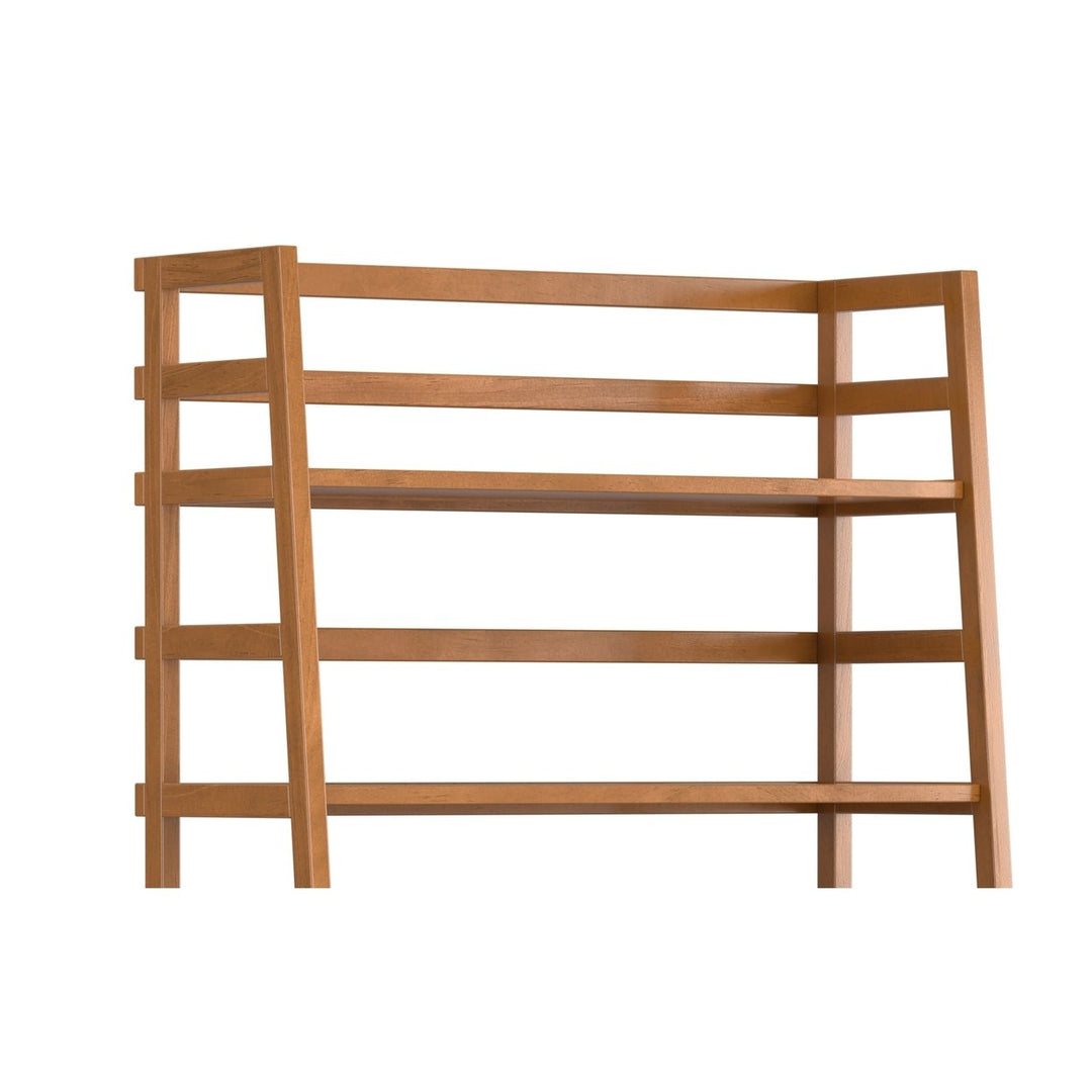 Acadian Ladder Shelf Bookcase Solid Wood Rustic 4 Shelf Storage Unit 30in W Image 6