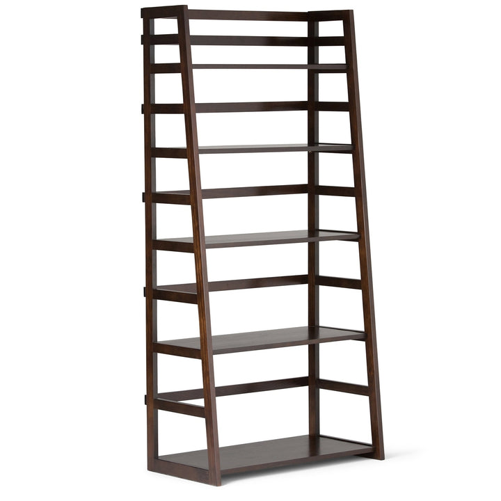 Acadian Ladder Shelf Bookcase Solid Wood Rustic 4 Shelf Storage Unit 30in W Image 3