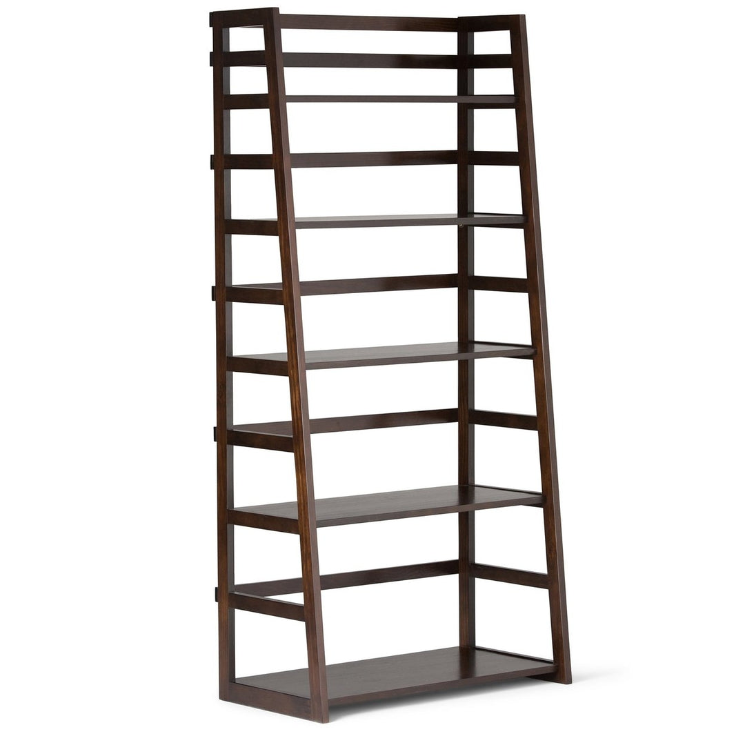 Acadian Ladder Shelf Bookcase Solid Wood Rustic 4 Shelf Storage Unit 30in W Image 1