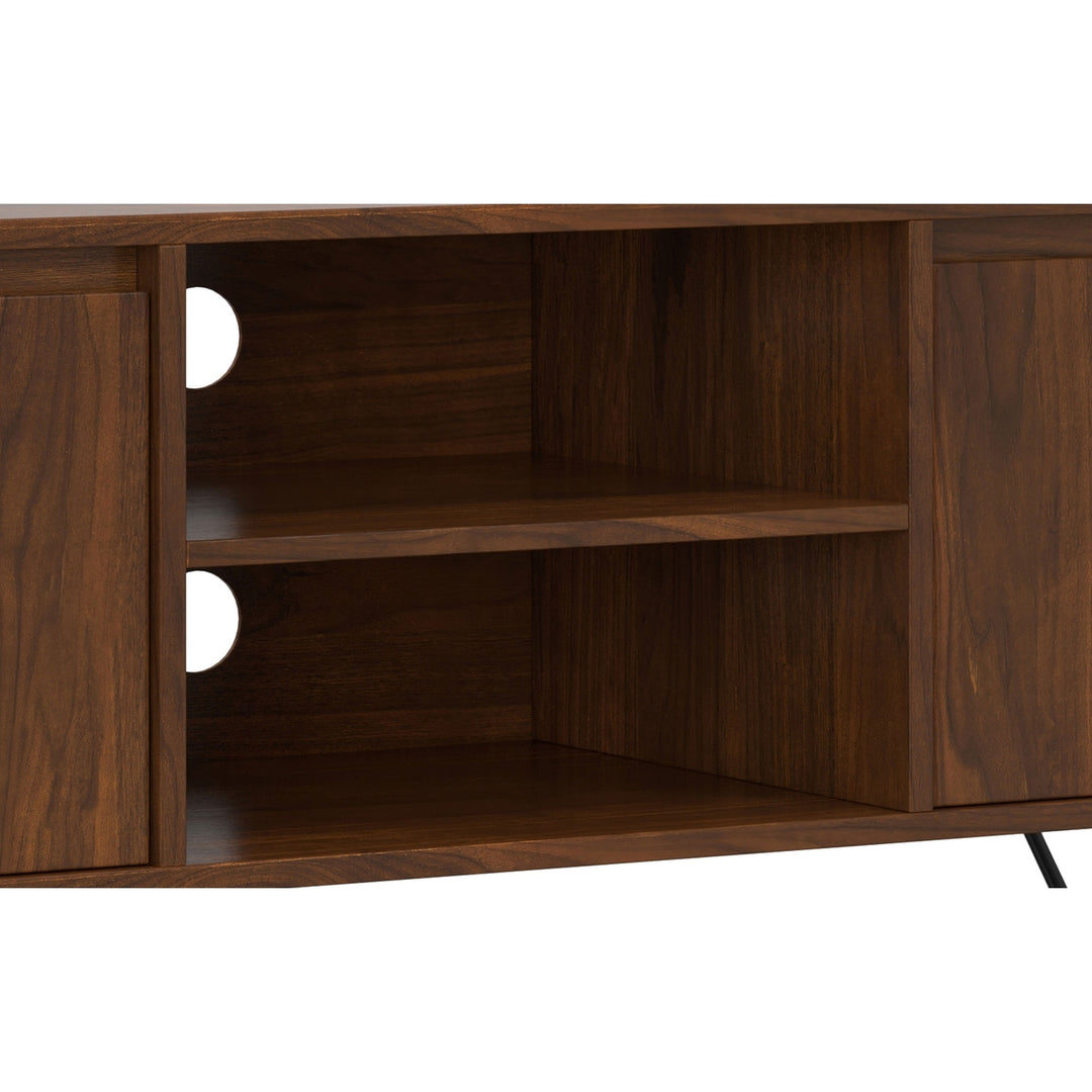 Hunter 60" TV Media Stand Walnut Solid Mango Wood with Metal Legs Adjustable Shelves Image 5