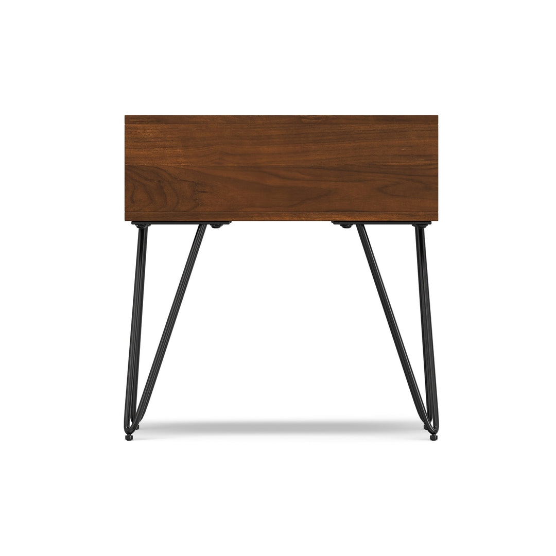 Hunter End Table Walnut Solid Mango Wood Metal Hairpin Legs 22in Industrial Design Image 5