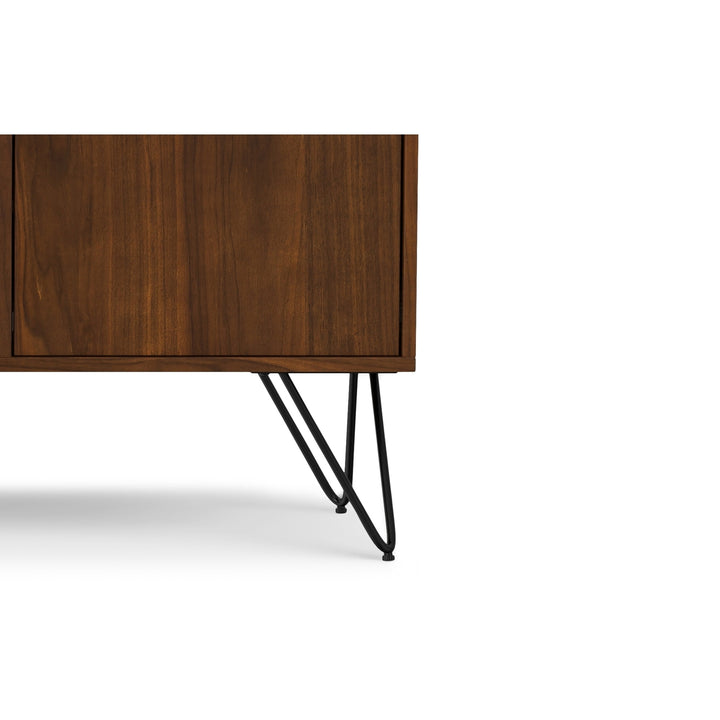 Hunter 60" TV Media Stand Walnut Solid Mango Wood with Metal Legs Adjustable Shelves Image 11